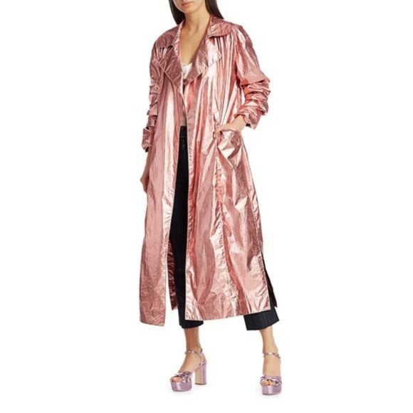 NWT Cinq à Sept Kianna metallic pink trench coat - Picture 8 of 14